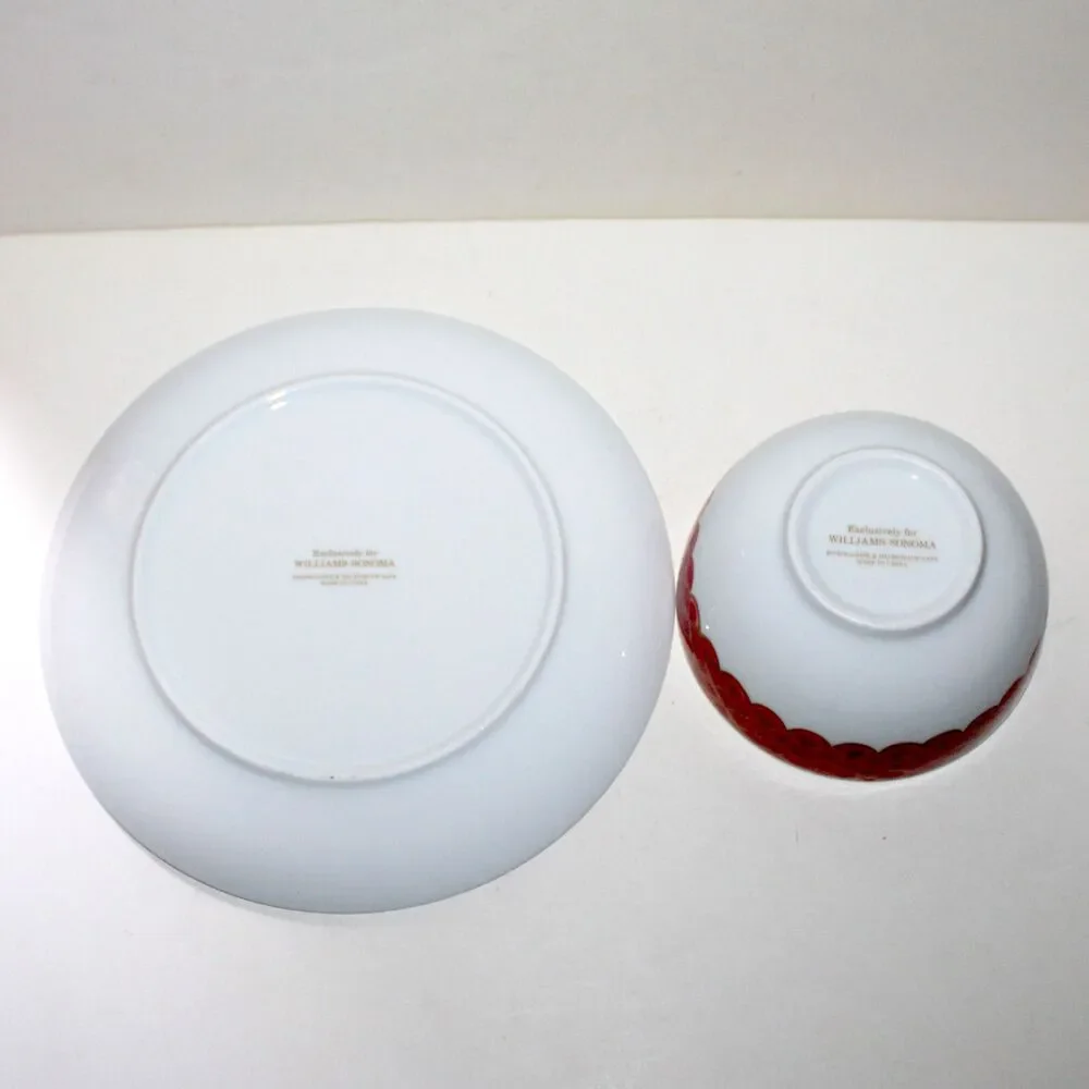 Williams Sonoma Lunar New Year Dinner Plate + Rice Bowl Dog mandarin China